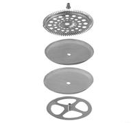 4 Pcs Stainless Steel Replacement Kit for French Press Coffee Makers, Includes Fine Mesh Filters, Spiral Plate and Cross Plate, Compatible with 350ml 600ml 1000ml Sizes, Easy to Install and Clean