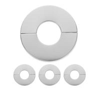 4 Pcs Stainless Steel Round Faucet Plate Covers for Toilet Pipes | Polished Silver Finish, Removable Trim for Wall Openings, Modern Minimalist Look, Protects Exposed Plumbing