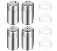 4 Pcs Stainless Steel Salt and Pepper Shakers Sets, 5ml Icing Sugar Shaker, Portable Mesh Sifter with Lid, for Kitchen Baking Camping Pepper Spices Flour Sugar Salt Cocoa Powder Cinnamon Shaker