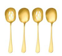 4 Pcs Stainless Steel Serving Spoon Classic Long Handle Spoons Cooking Kitchen Spoon Serving Table Spoons Buffet Serving Spoon Kitchen Tool for Restaurant Banquet (Solid Spoon+Slotted Spoon)