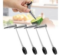 4 Pcs Stainless Steel Spiral Cutter for Veggies, Spiral Cutter Gadget with Ergonomic Handle,Multi Purpose Vegetable Spiralizer for Cucumber Potatoes Carrots