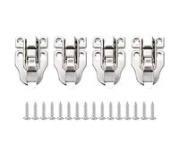 4 Pcs Stainless Steel Sturdy Lock Toggle Catch Suitcase Wooden Box Case Latch Clasp Lockable Box Buckle for Flight Case Toolbox Craft Boxes Closet Drawer Cabinet Lockers (Sliver)