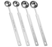 4 Pcs Stainless Steel Teaspoon Measuring Spoons, Reusable Coffee Measuring Spoon, Long Handle Teaspoons with Clear Engraved Marking for Baking Cooking(5ml, 2.5ml)