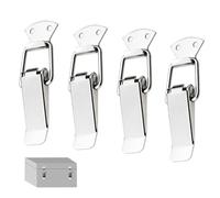 4 PCS Stainless Steel Tension Clasp Small Spring Loaded Toggle Latch Multifunctional Spring Hasp Lock for Boxes Tool Boxes Chests Drawers Cupboards