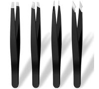 4 PCS Stainless Steel Tweezers, Precision Ingrown Hair Splinter Blackhead Remover