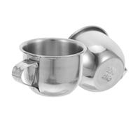 4 Pcs Stainless Steel Water Cup 70ml Small Drinking Mug with Handle | Silver Finish, round Rim and Wide Mouth, Set for Tea Tasting, Soup, Rv Trips