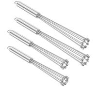 4 Pcs Stainless Steel Whisk Kitchen Balloon Whisk Kitchen Egg Beater Blender Egg Frother Stainless Steel French Hand Whisks for Baking, Frothing, & Mixing