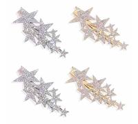 4 Pcs Star Hairpins Five Pointed Star Hairpins Elegant Duckbill Clips Bride Wedding Hair Clips for Women Girls, 4 Count (Pack of 1)