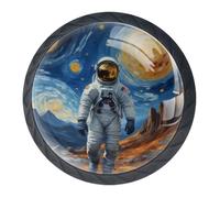 4 Pcs Starry Sky Aviator Cupboard Knobs and Handles - 35mm Black Round Pull Handle for Wardrobe Furniture Hardware - Two Sizes of Screws Included