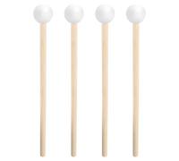 4 Pcs Steel Tongue Drum Mallets, Xylophone Mallets, Glockenspiel Mallet, 6.1in Wooden Rubber Percussion Mallet, Children's Rubber Drumsticks, Percussion Sticks, White