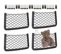 4 Pcs Storage Nets for Campervans, Elastic Trunk Storage Bag Net Set With Plastic Frame, 36cm x18cm Van Cargo Net Organiser, Car Storages Solutions Accessories For Boat, Vans, With Screws Caps & Hooks