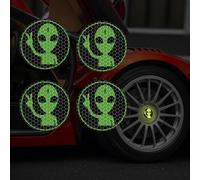 4 Pcs Strong Reflective Alien Stickers,Reflective Car Wheel Hub Decals,Night Safety Warning Car Body Decal DIY Car Truck SUV (Fluorescent Green)