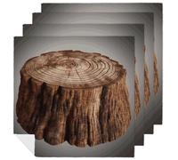 4 PCS Stump of Oak Tree Cloth Napkins 18.7"x18.7"- Single-Sided Print, Soft & Reusable Napkins for Elegant Dining, Wedding, Party, Restaurant Decor