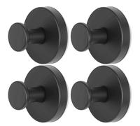 4 PCS Suction Cup Hooks Stainless Steel, No-Drill Door Wreath Hanger for Christmas Decorations, Shower Towels Hooks, Holder for Glass Window Bathroom Mirror, Black