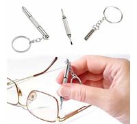 4 Pcs Sunglass Glasses Repair Tool Kit with Keychain,Multifunction Eyeglass Screwdriver,Mini 3 in 1 Precision Glass Screwdrivers Set,Tiny Eyeglass Screwdriver Repair Kit for Glasses Watch