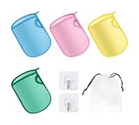4 Pcs Super Soft, Exfoliating Bathing Gloves, with Hooks and Storage Bags, Bathing Sponge Gloves, Painless Bathing Gloves, Suitable for Adults and Children
