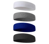 4 Pcs Sweat Band Headbands Moisture Wicking Hairband Exercise Sport Sweatband Gym Workout Hair Bands Stretchy Workout Headband Athletic Terry Cloth Headbands for Running Cycling