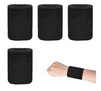 4 Pcs Sweat Bands Wristbands,Sweats Wrist Band Men Sweatband Wristband Black Athletic Elastic Cotton Strip Bracelet Soft Protect Sweat-Absorbing,for Mens Womens Tennis Running Basketball Gymnastics