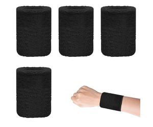 4 Pcs Sweat Bands Wristbands,Sweats Wrist Band Men Sweatband Wristband Black Athletic Elastic Cotton Strip Bracelet Soft Protect Sweat-Absorbing,for Mens Womens Tennis Running Basketball Gymnastics