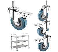 4 PCS Swivel Furniture Castor Wheels with Brake M10 M12 Locking Stem Durable PVC Trolley Wheels Diameter 65mm/75mm Floor Protection Heavy Duty Rolling Casters