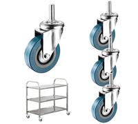 4 PCS Swivel Furniture Wheels with Brake M10/M12 Stem Locking PVC Trolley Casters 65mm & 75mm Diameter Heavy-Duty Floor Protecting Wheels for Easy Mobility