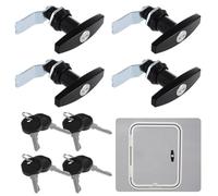 4 Pcs T-Handle Cabinet Locks, RV Truck Storage Drawer Locks with Keys, Garage Door Latch Locks, Letter-Box Drawer Locks for Campers, Trailers