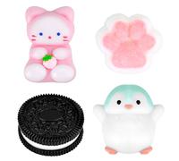 4 PCS Taba Squishy Kit, Fufu Squishy Cat Paw Cat Penguin Squeeze Toys, Cute Taba Squishies Stress Relief Sensory Fidget Toys for Children and Adults Birthday Gifts