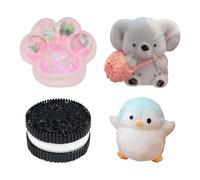4 PCS Taba Squishy Kit, Fufu Squishy, Including Koala Backpack, Strawberry Cat Paw, Black Biscuit, Blue Penguin Squeeze, Stress Relief Sensory Fidget Toys for Classroom, Home, Gift