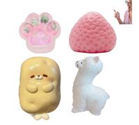 4 PCS Taba Squishy Kit, Taba Squishy Strawberry, Strawberry Squishy, Taba Squishy Paw, Taba Squishies, Taba Squishy, Mini Animals Stress Relief Toy