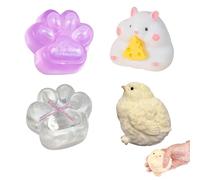 4 Pcs Taba Squishy Kit,Taba Squishy, Taba Squishy Paw, Includes Chicken, White Hamster & Cat Paws for Stress Relief Sensory Fidget Toys, Perfect for Kids and Adults Birthday Gifts or Classroom Fun