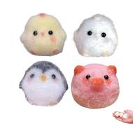 4 Pcs Taba Squishy, Mini Chick Squishy, Squishy Animals, Cute Soft Stress Relief Squeeze Rebound Sensory Toy, Pig Penguin Chick Squishy for Office, Home, Travel