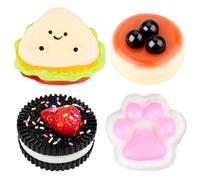 4 PCS Taba Squishy, Squishy Fidget Toys, Fufu Sensory Squeeze Toy Taba Squishies Kit, Birthday Gifts Stress Relief Toy for Kids & Adults, Cat Paw, Biscuit, Easter Party Bag Fillers