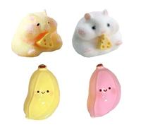 4 Pcs Taba Squishy - Taba Squishy Hamster & Banana, Cute Squishy Animals for Adults, Fufu Squishes Squeeze Toys, Mo-chi Squishy, Ta-boo Squishies for Home Office School Stress Relief (A)