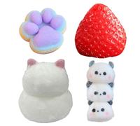 4 PCS Tabba Squishy, Taba Squishy Kit, Strawberry Squishy, Taba Squishy Paw, Taba Squishies, Taba Squishy, Fufu Cat Paw Squishy Toys
