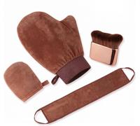 4 Pcs Tanning Mitt and Brush Kit, Self Tanning Mitt Glove | Fine Soft Fibre Material, Coverable Each Part for Suits Daily Indoor Personal Use People Who Love Tanning