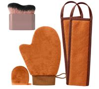 4 Pcs Tanning Mitt Set Tanning Mitt and Brush Brown Self Tan Mitts Glove for Body, Face, Back