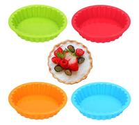 4 PCS Tart Tins Silicone Pie Molds Non-Stick Tart Pans Reusable Quiche Dishes Cake Pans Round Tart Mould for Baking Pies Quiches Muffin Cakes Cheesecakes