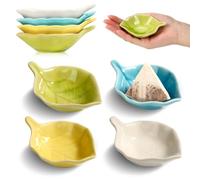 4 Pcs Tea Bag Dish Ceramic Leaf Shaped Tea Bag Tidy with Crackle Design Teabag Holder Dish Teabag Dish Porcelain For Tea Bags Dishwasher Safe For Homes or Offices Blue Green Apricot Yellow