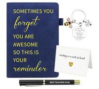 4 Pcs Teacher Appreciation Gifts Bulk Motivational Notebook with Inspirational Keyring Best Teacher Ever Pen Thank You Card Christmas Gifts Inspirational Thank You Gift for Women Teaching Gifts