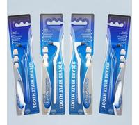 4 PCS Teeth Tartar & Plaque Remover, Tooth Stain Cleaning Kit, Soft Pumice Polisher to Remove Tea Coffee Wine Food & Tobacco Stains, Non-Slip Portable Oral Care Tool for Adults Pet (White+ Blue)