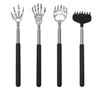 4 PCS Telescopic Back Scratcher, Extendable Back Scratcher with Rubber Grip Handle and Bear Claw, Eagle Claw, Backs Scratchers for Men Women Kid Adults (Black)