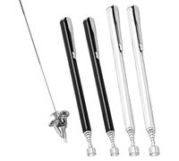 4 Pcs Telescopic Magnetic Pickup Tool Rod Set, 2LB/3LB Extendable Magnetic Handheld Stick Pen, Small Magnetic-Pen Long Rod with Pocket Clip for Pickup Screws Nuts, Extending to 56cm/61cm(Black,Sliver)