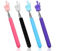 4 Pcs Telescopic Teachers Pointer, Extendable Hand Pointer Finger Pointer Stick, Retractable Classroom Pointer for Elementary School Kindergarten Teacher Supplies (Black Pink Blue Purple)