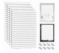 4 Pcs Temporary,100x30cm Blinds for Windows with 8 Clips | On No-Drill Non-Woven Window Cover, Removable Cut-to-Size Blinds with Clips for Rental Dorm RV, White 100W x 30H cm