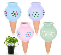 4 Pcs Terracotta Watering Spikes, 100ml Plant Watering Globes for Indoor Plants, Slow Release Ollas Self Waterings Globes Planter Inserts for Indoor Outdoor Plants