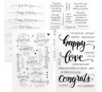 4 PCS Text Transparent Stamp Silicone Blessing Stamps for Correspondence Making and DIY Scrapbook Journaling