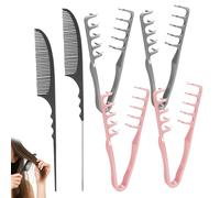 4 PCS Texture Styling Comb,Wide Tooth Comb for Curls,texture Comb Men,with 2 Pcs Root Volumizing Tool,for Bangs Hairdressing,Both Men and Women to Cover Bangs,Grooming Accessory,Barber Detanglers Tool