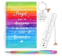 4 Pcs Thank You Inspirational Notebook Set With Rainbow Pen, Keyring and Bookmark - May You Be Proud of The Work You Do - Appreciation Gift for Men Women Teacher Colleagues Nurse Friends