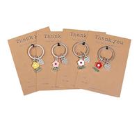 4 Pcs Thank You Keychain Gift, Thank You for Helping Me Grow Gifts, Flower Keyring with Thankyou Card, Thankyou Gifts for Women, Teacher, Friends, Colleagues
