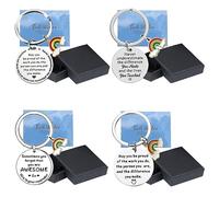 4 Pcs Thank You Keyrings Thank You Gift with 4 Greeting Cards & 4 Boxes Set, Leaving Gifts, Keychain Presents for Work Friends Leaving or Going Away, Women Men Birthday Christmas Thanksgiving